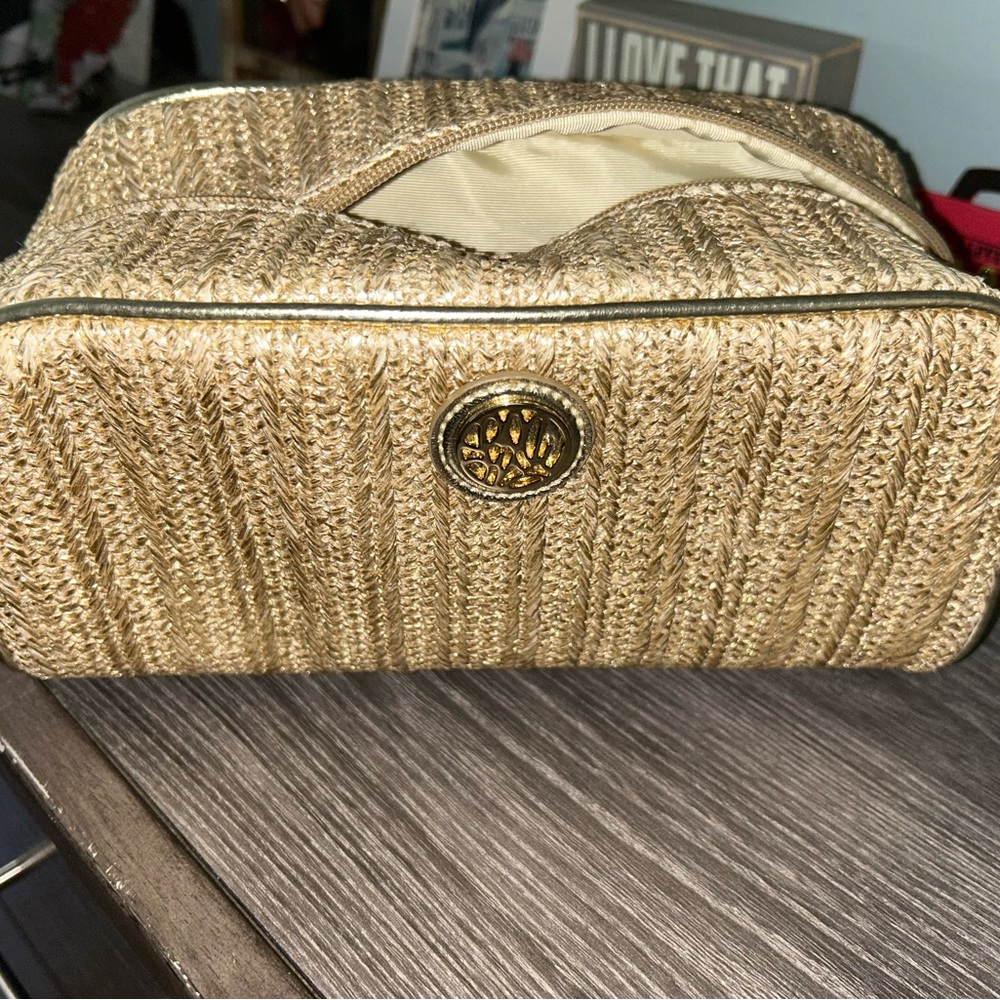 Lilly Pulitzer Gold Woven Cosmetic Bag